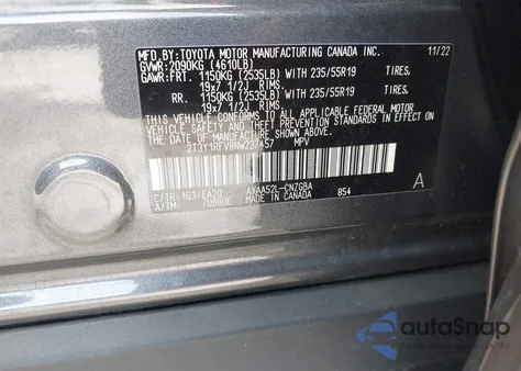 2022 Toyota Rav4 Limited z USA, uszkodzony, nr VIN 2T3Y1RFV8NW237457